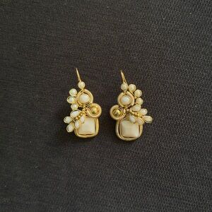 Elegant Gold and Cream Earrings